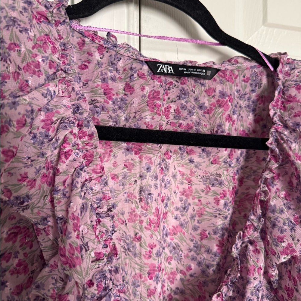 Zara Floral Ruffle Blouse - Picture 5 of 5